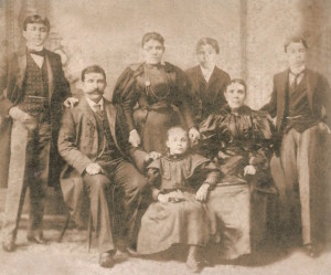 The Rihani Family in New York, ca. 1898. Sa'ada is standing at the rear.